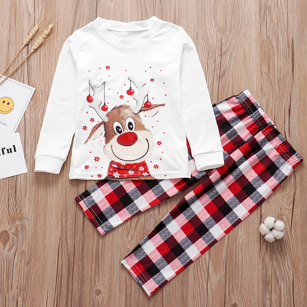 Christmas Family  Matching Pajamas Set Cute Deer Adult Kid Baby and Dog Clothes Scarf