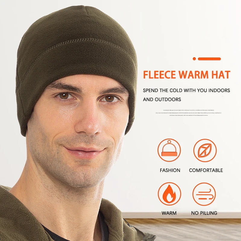 Winter Warm Beanies Soft Men Ski Cycling Tactical cap Anti-static Hiking Spring Polar Fleece Running Windproof