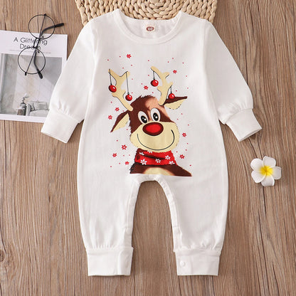 Christmas Family  Matching Pajamas Set Cute Deer Adult Kid Baby and Dog Clothes Scarf