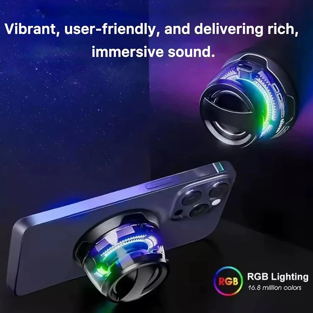 v5.3 Bluetooth Speaker with Multi-RGB Color Light and Magnetic Phone Holder for Shower Room Bike Car Outdoor Gifts for Teens