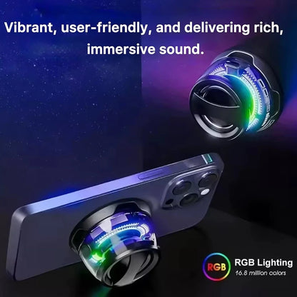 v5.3 Bluetooth Speaker with Multi-RGB Color Light and Magnetic Phone Holder for Shower Room Bike Car Outdoor Gifts for Teens