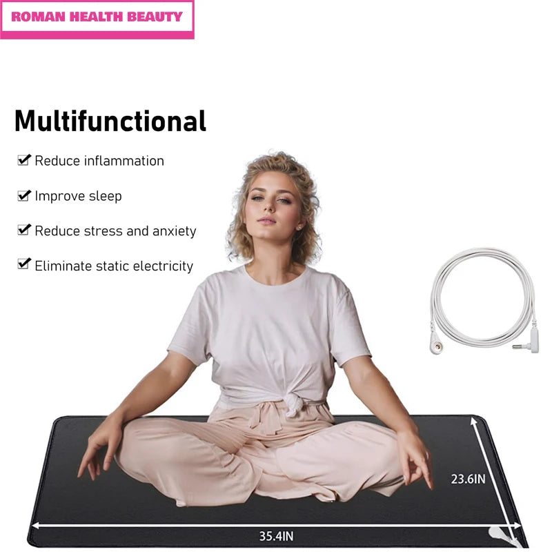 90x60cm Grounding Mat for Improving Sleep Grounding Pad Health With Earthing Cable