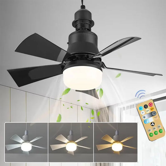 Ceiling Fan with LED Light and Remote Control, 30W E27, Silent, Adjustable in 3 colours and speeds, 6 blades